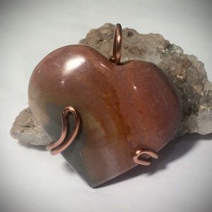Polychrome jasper puffy heart pendant